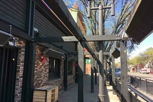 Heavy Timber Pergola at Hudson's on Whyte Patio